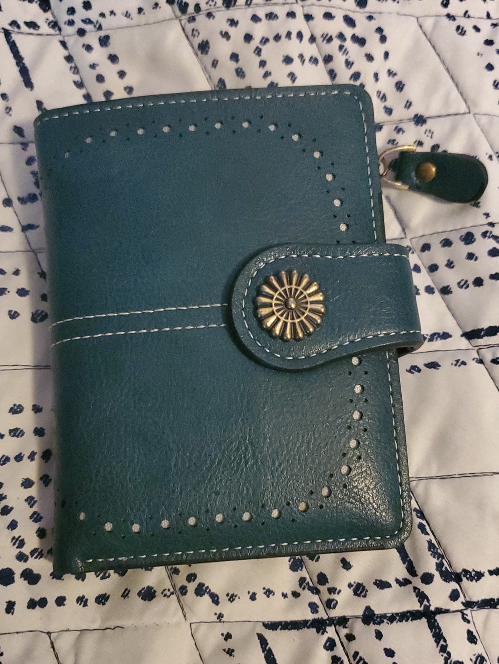 Teal Faux Leather Bifold Slim Snap Wallet